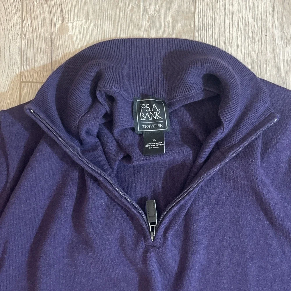 Men's Jos. A. Bank Traveler Pima Cotton Quarter Zip Sweater Purple XLarge